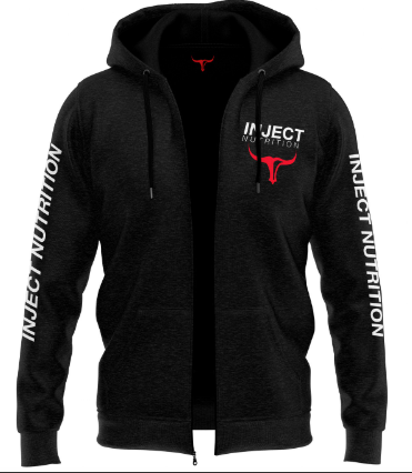 Felpa nera con Cappuccio e ZIP UNISEX INJECT