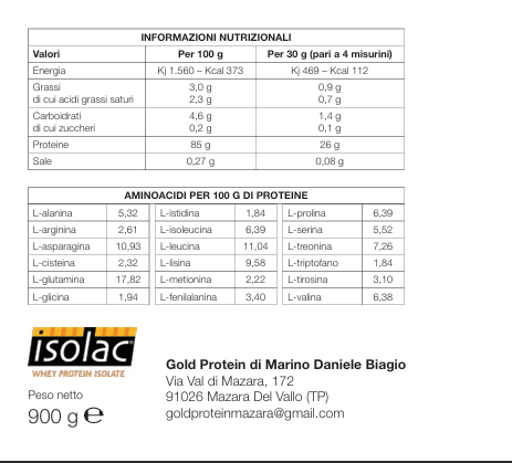 Gold Protein Iso whey pro 900g