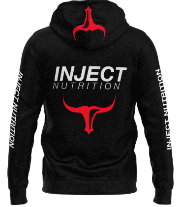 Felpa nera con Cappuccio e ZIP UNISEX INJECT