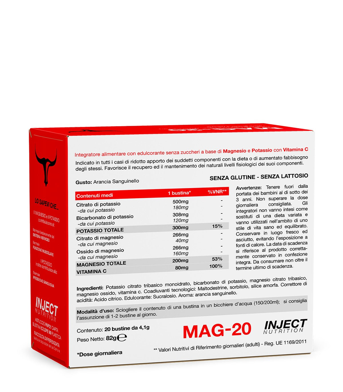 MAG-20 Magnesio e Potassio Senza Zuccheri (20 bustine)